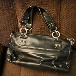 Leather Handbag by Hilliard and Hanson luxurious Black